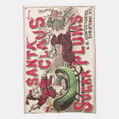 Santa Claus Vintag Illustration Sleigh Geschirrtuch (Vertikal)