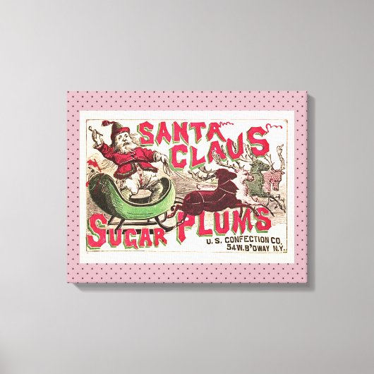 Santa Claus Vintag Illustration Sleigh Leinwanddruck (Vorderseite)