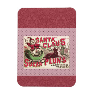 Santa Claus Vintag Illustration Sleigh Magnet