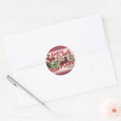 Santa Claus Vintag Illustration Sleigh Runder Aufkleber (Umschlag)