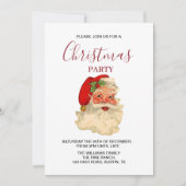 Santa Claus Vintag Retro Red Christmas Party Einladung (Vorderseite)