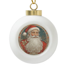 Santa Claus Vintag Snowflake Gerahmte Ornament
