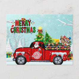Santa Claus Vintag Truck Weihnachtskarte Postkarte
