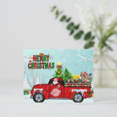 Santa Claus Vintag Truck Weihnachtskarte Postkarte (Stehend Vorderseite)