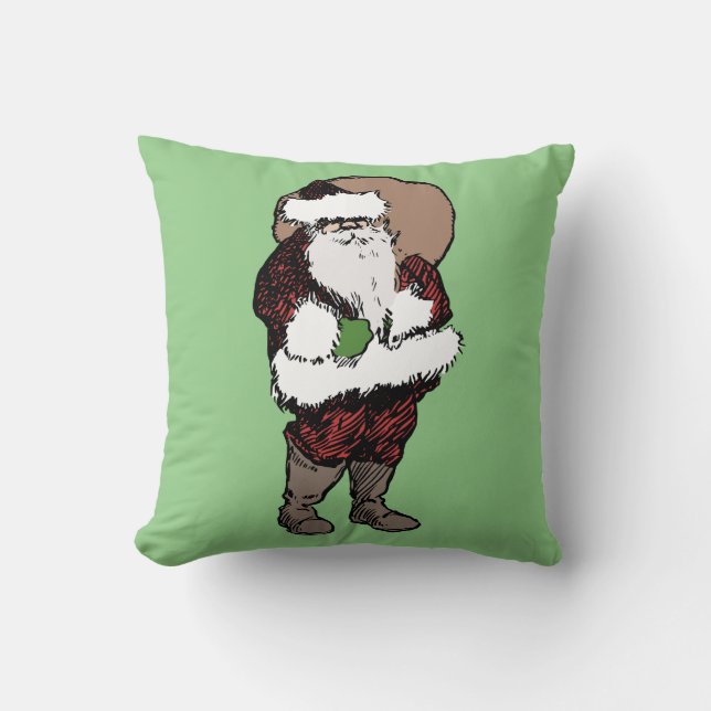 SANTA CLAUS VINTAGE CHRISTMAS DURCH PILLOW KISSEN (Vorderseite)