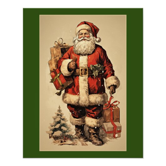 Santa Claus vintage illustration Poster (Vorderseite)