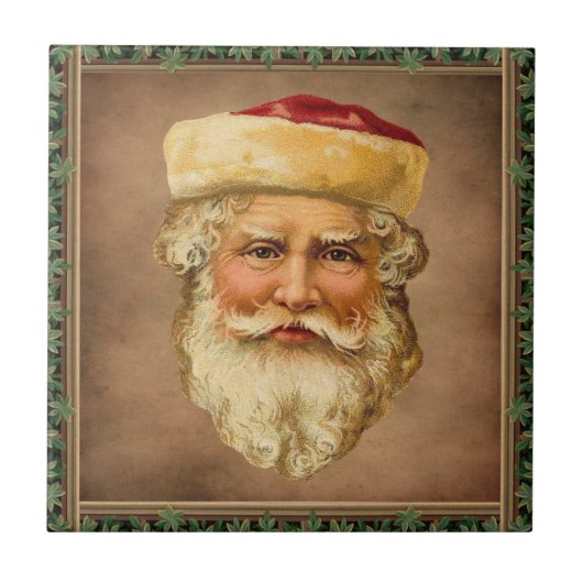Santa Claus Vintage Keramik Tile Fliese (Vorderseite)