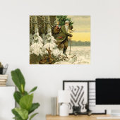 Santa Claus Vintager antiker Weihnachtsbaum Poster (Heimbüro)