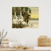 Santa Claus Vintager antiker Weihnachtsbaum Poster (Küche)