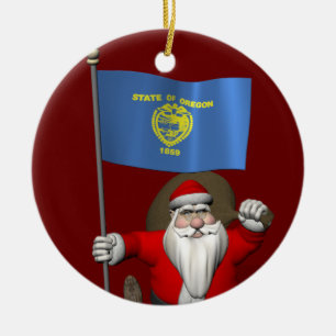 Santa Claus Visiting The Beaver State Keramik Ornament