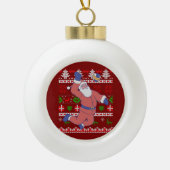Santa Claus Volleyball Ugly Weihnachten Keramik Kugel-Ornament (Vorderseite)