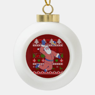 Santa Claus Volleyball Ugly Weihnachten Keramik Kugel-Ornament