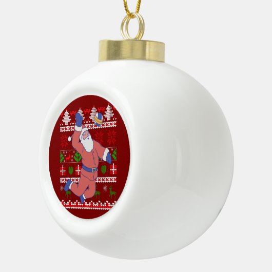 Santa Claus Volleyball Ugly Weihnachten Keramik Kugel-Ornament (Rechts)