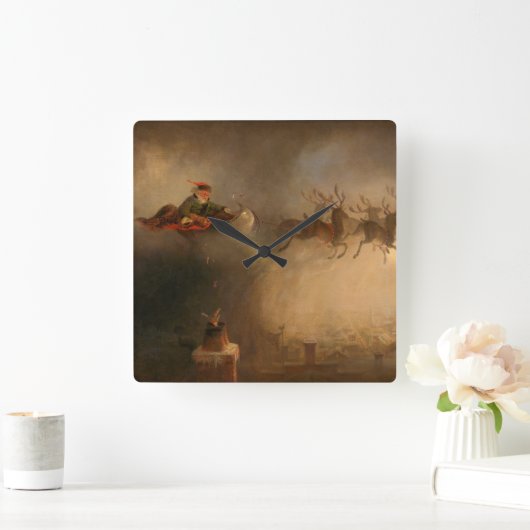 Santa Claus von William Holbrook Beard Quadratische Wanduhr (Zuhause)