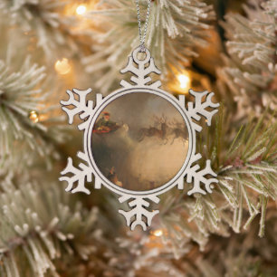 Santa Claus von William Holbrook Beard Schneeflocken Zinn-Ornament