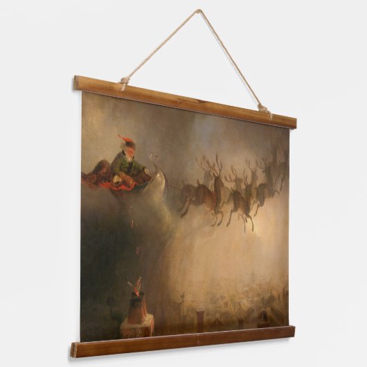 Santa Claus von William Holbrook Beard Wandteppich Mit Holzrahmen (Gewinkelt)