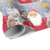 Santa Claus w Christmas Miniature Schnauzer Dog Geschenkpapier (Rolleneckpunkt)