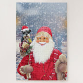 Santa Claus w Christmas Miniature Schnauzer Dog Puzzle (Vertikal)