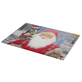 Santa Claus w Christmas Miniature Schnauzer Dog Schneidebrett (Ecke)
