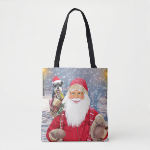 Santa Claus w Christmas Miniature Schnauzer Dog Tasche