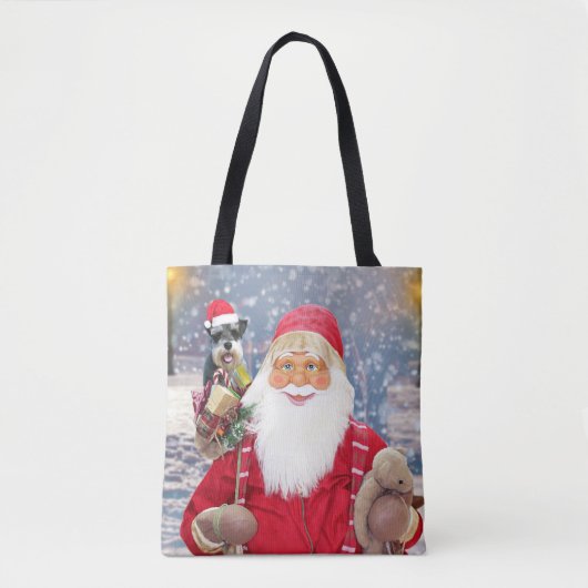 Santa Claus w Christmas Miniature Schnauzer Dog Tasche (Vorderseite)
