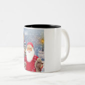 Santa Claus w Christmas Miniature Schnauzer Dog Zweifarbige Tasse (VorderseiteRechts)