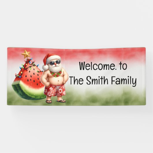 SANTA CLAUS Wassermelone Weihnachten im Juli Banner (Horizontal)