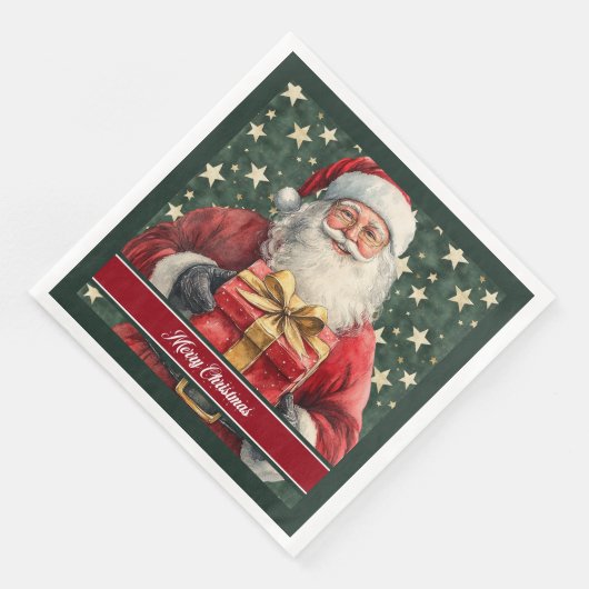 Santa Claus Watercolor Serviette (Ecke)