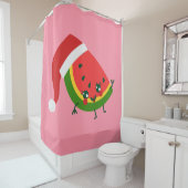 Santa claus watermelon rosa Weihnachten Duschvorhang (Beispiel)
