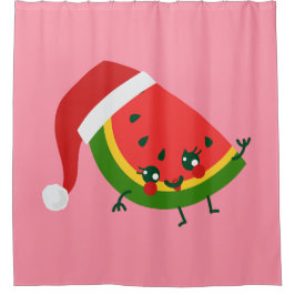 Santa claus watermelon rosa Weihnachten Duschvorhang