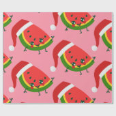 Santa claus watermelon rosa Weihnachten Geschenkpapier (Flach)