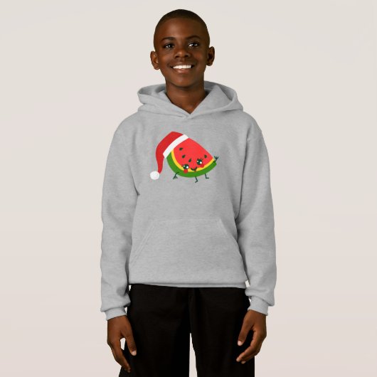Santa claus watermelon rosa Weihnachten Hoodie (Vorne ganz)