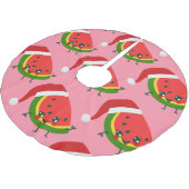 Santa claus watermelon rosa Weihnachten Polyester Weihnachtsbaumdecke (Schrägansicht)