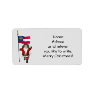 Santa Claus Waving Flag von Georgia Adressaufkleber