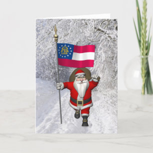 Santa Claus Waving Flag von Georgia Feiertagskarte