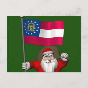 Santa Claus Waving Flag von Georgien Feiertagspostkarte
