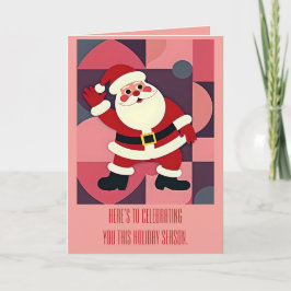Santa Claus Waving Mid-Century Modern Holiday Fun Karte