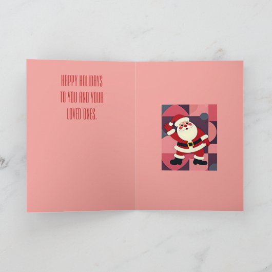 Santa Claus Waving Mid-Century Modern Holiday Fun Karte (Innenseite)