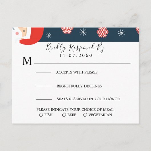 Santa Claus Wedding RSVP Card Einladungspostkarte (Vorderseite)