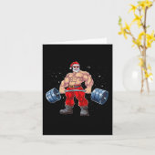 Santa Claus Weightlift Fitness Weihnachtsbodybu Karte (Gelbe Blume)