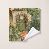 Santa Claus Weihnachten Antike Schöne Kunst Badhandtuch Set (Waschlappen)