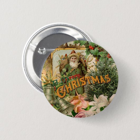 Santa Claus Weihnachten Antike Schöne Kunst Button (Vorne & Hinten)