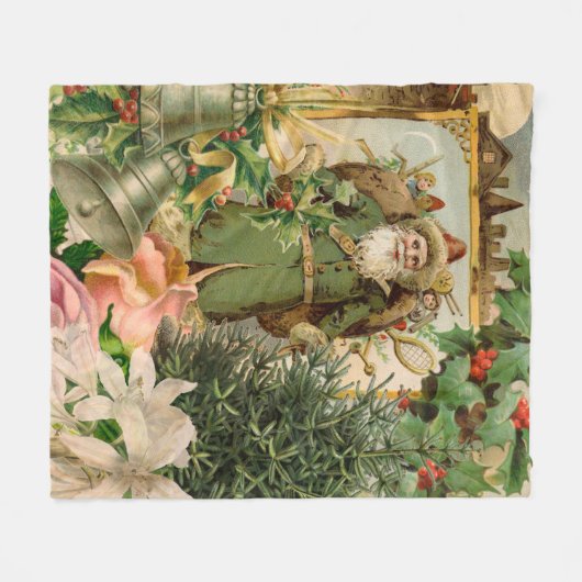 Santa Claus Weihnachten Antike Schöne Kunst Fleecedecke (Vorderseite (Horizontal))