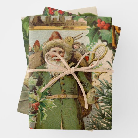 Santa Claus Weihnachten Antike Schöne Kunst Geschenkpapier Set (Beispiel)