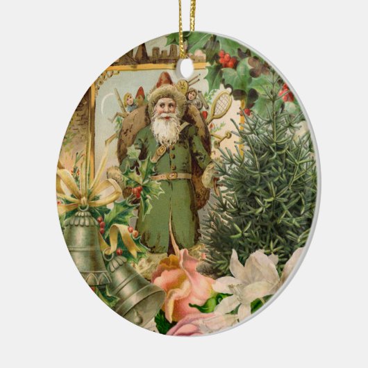Santa Claus Weihnachten Antike Schöne Kunst Keramik Ornament (Links)