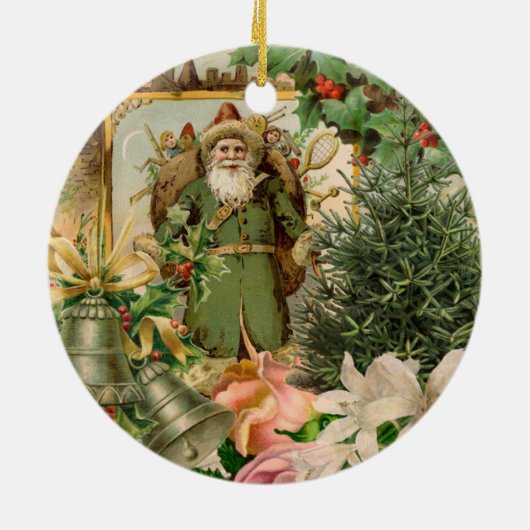 Santa Claus Weihnachten Antike Schöne Kunst Keramik Ornament (Hinten)