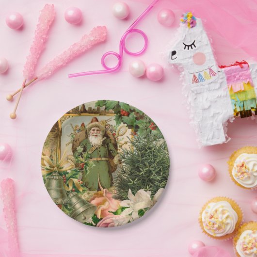 Santa Claus Weihnachten Antike Schöne Kunst Pappteller (Party)