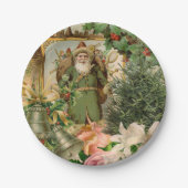 Santa Claus Weihnachten Antike Schöne Kunst Pappteller (Vorderseite)