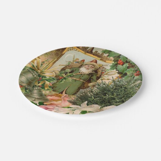 Santa Claus Weihnachten Antike Schöne Kunst Pappteller (Schrägansicht)