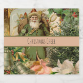 Santa Claus Weihnachten Antike Schöne Kunst Schaumweinetikett (Einzelnes Label)